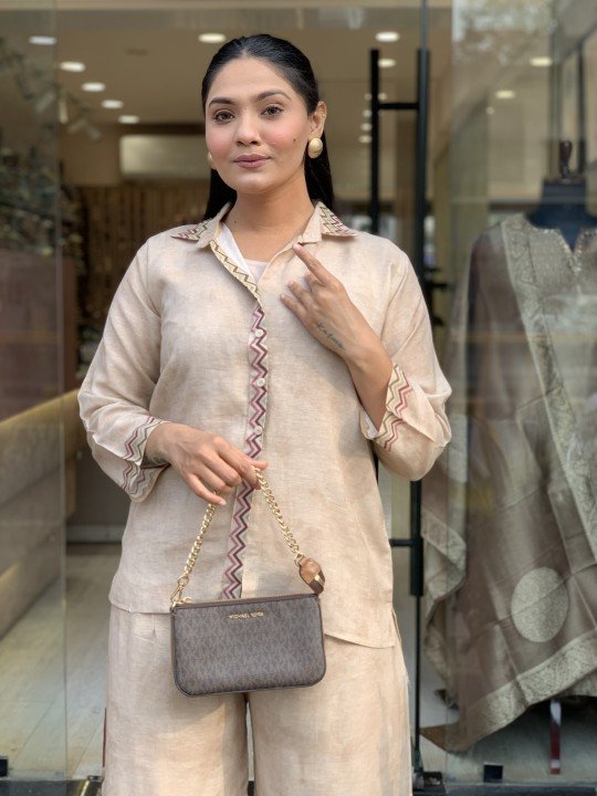 Floral linen cord set