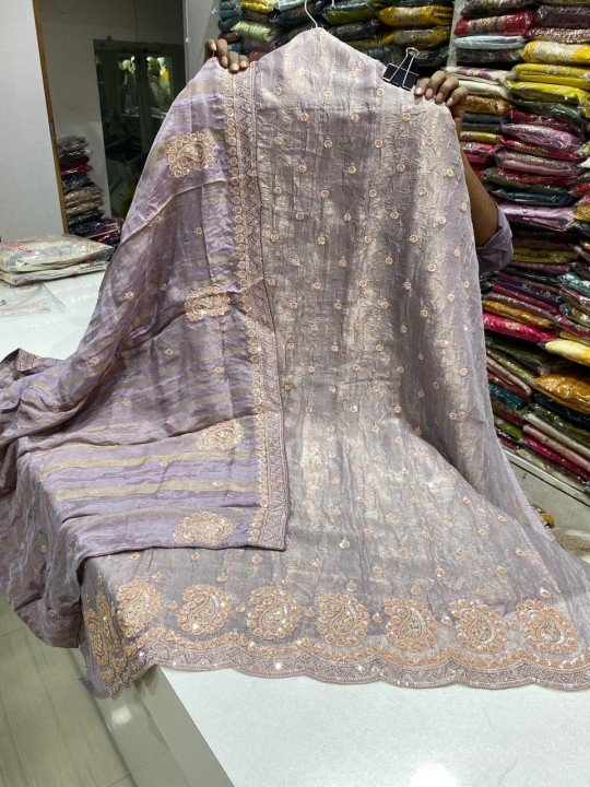 Lavender Tissue Party Wear Suit